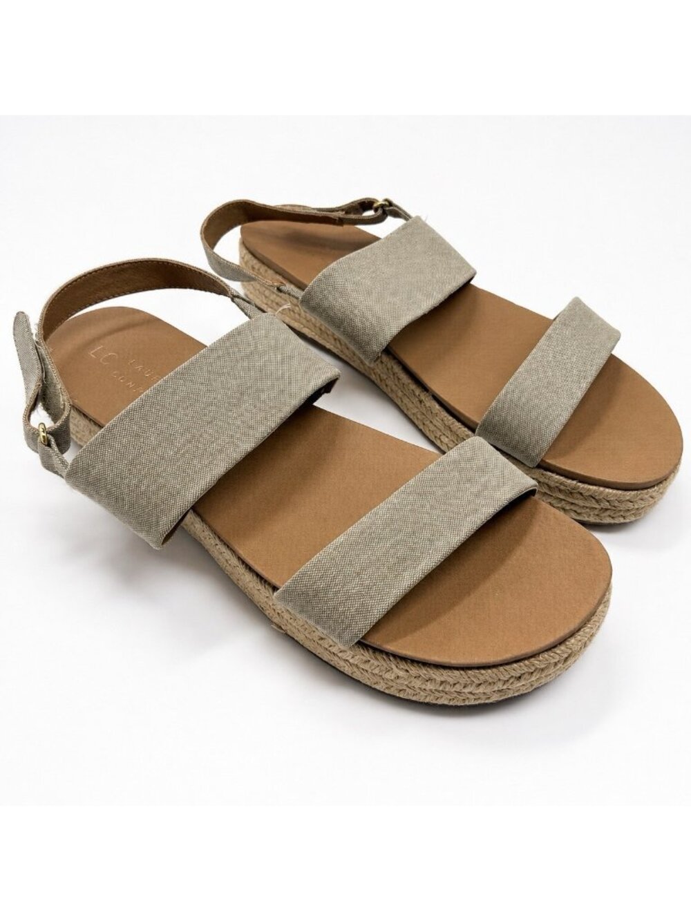 LC Lauren Conrad Paruka Espadrille Platform Sandals Womens Size 9.5 Beige Resort